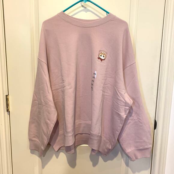 Mofusand x Uniqlo Collab Printed Embroidered Sweatshirt in Pink XXL - Picture 3 of 8
